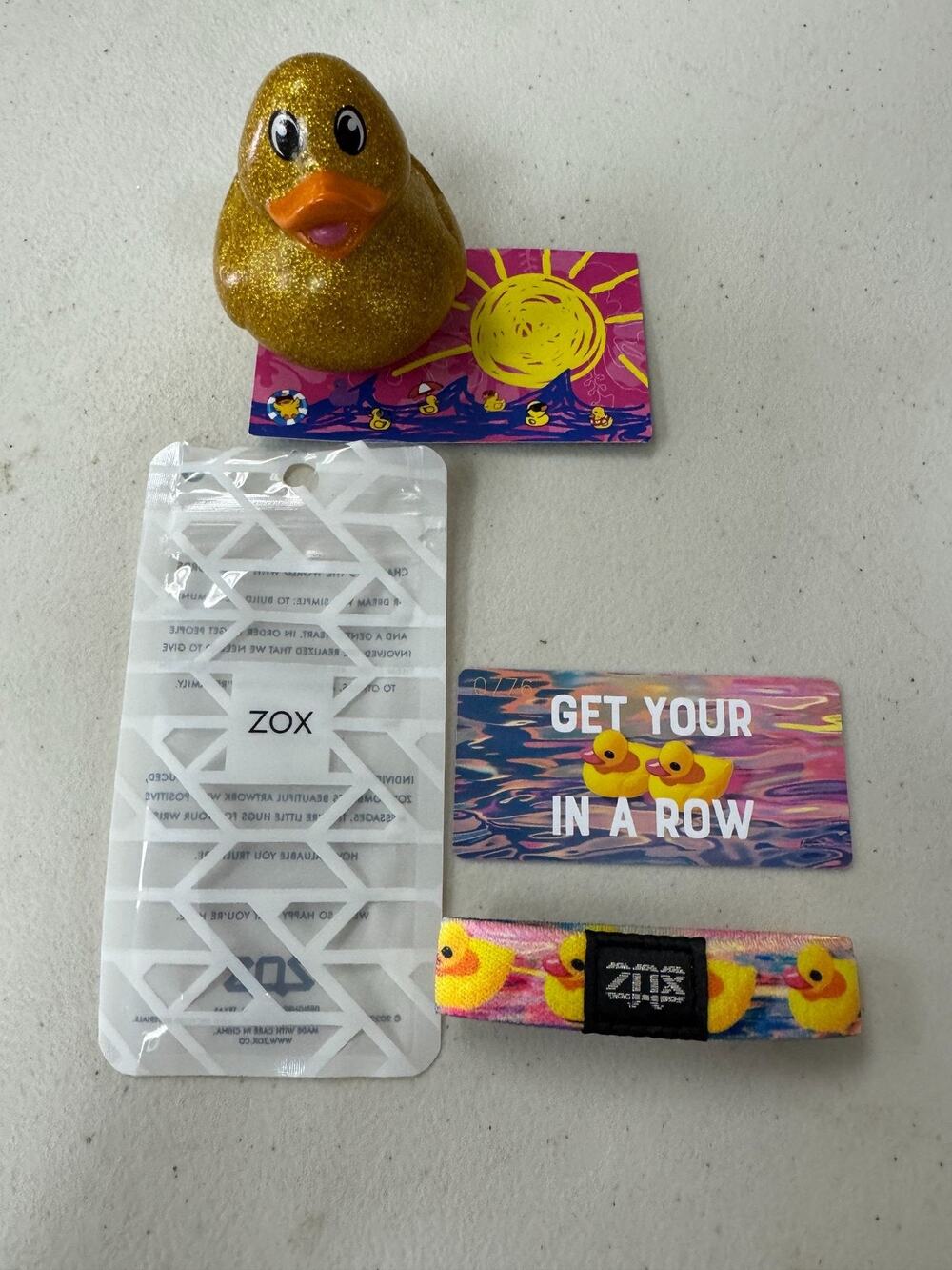 ZOX Rubber Duckies Wristband Card Set Fun Motivational Gift New